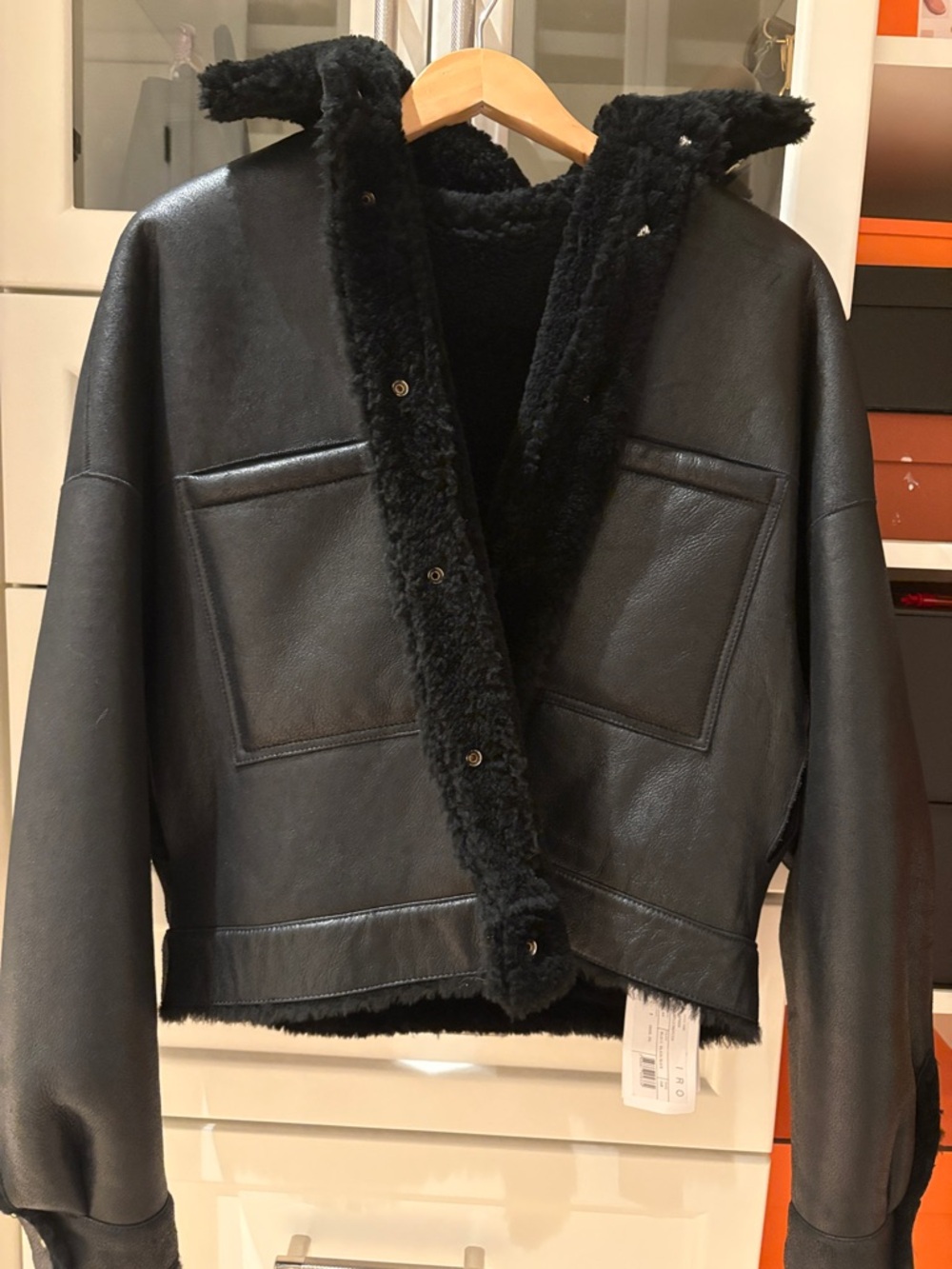 IRO Black Reversible Shearling Lined Jacket